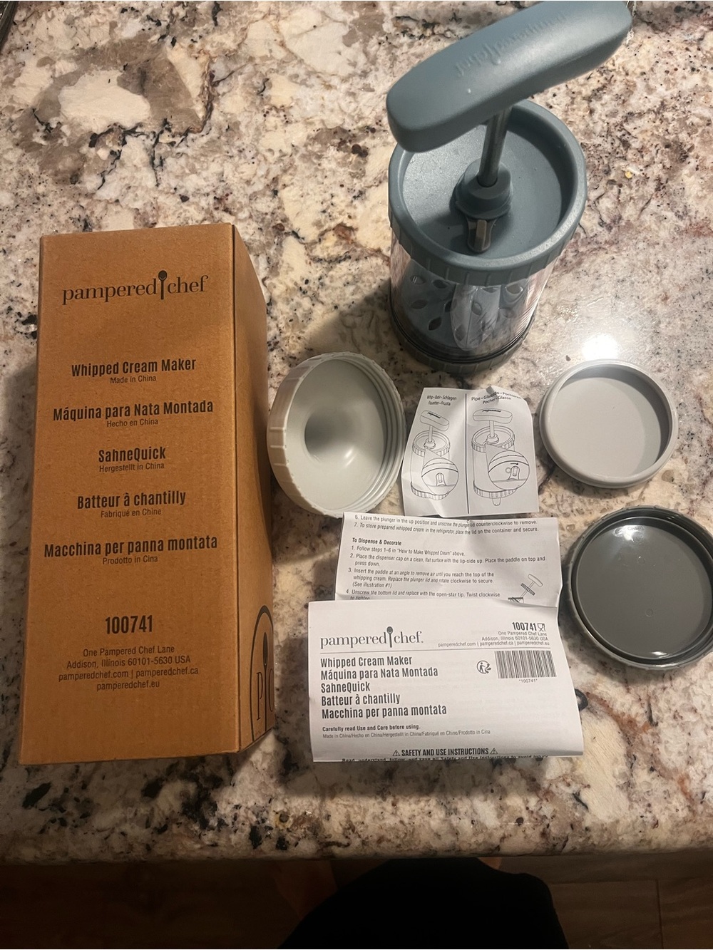Pampered Chef Whipped Cream Maker - Brown Box with Black Logo